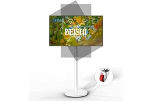 BEISHI Small Mobile TV Stand for Most 10-48 Inches TV,Rolling TV Cart with Height Adjustable,±10° Tilt, 360°Swivel, ±30°Leveling,Max VESA 200X200mm,for Live Streaming,Home,Office (White, Style 1)