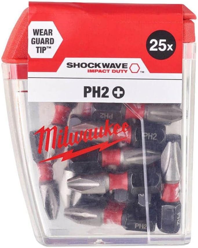 Milwaukee Shockwave Impact Duty Bits PH2 25mm Pack 25