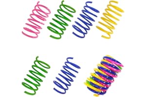 PAWSCRAT 30 Pcs Cat Spring Toys for Indoor Cats Colorful and Durable Plastic Spring coils That Attract Indoor Cats to swat, bite, and Hunt, Providing Interactive Playtime