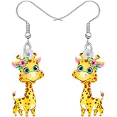 DUOWEI Cute Giraffe Gifts for Women Acrylic Cartoon Giraffe Earrings Dangle Jewelry Birthday Charms for Giraffe Lovers
