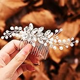 GORAIS Wedding Hair Comb Rhinestones Bridal Hair Accessories Pearl Hair Pieces for Brides