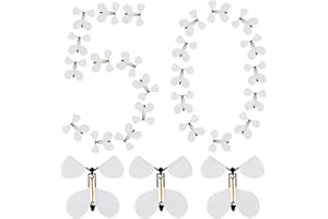 Auidy_6TXD 50 Pcs Flying Butterfly Toy, White Flying Butterflies Magic Wind Up Flying Butterfly DIY Butterfly Wings Painted Cards Surprise Gift for Valentine's Day Birthday Wedding Graduation (White)