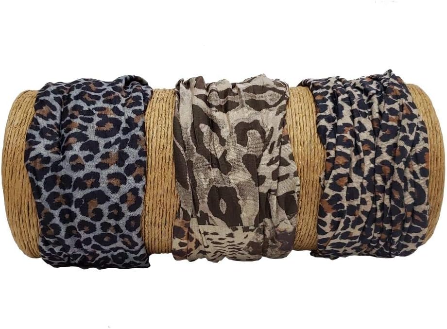 Bamboo Trading Company Boho Wide Headband - Set of 3 Animal Print Headwraps - 16”L x 9”W
