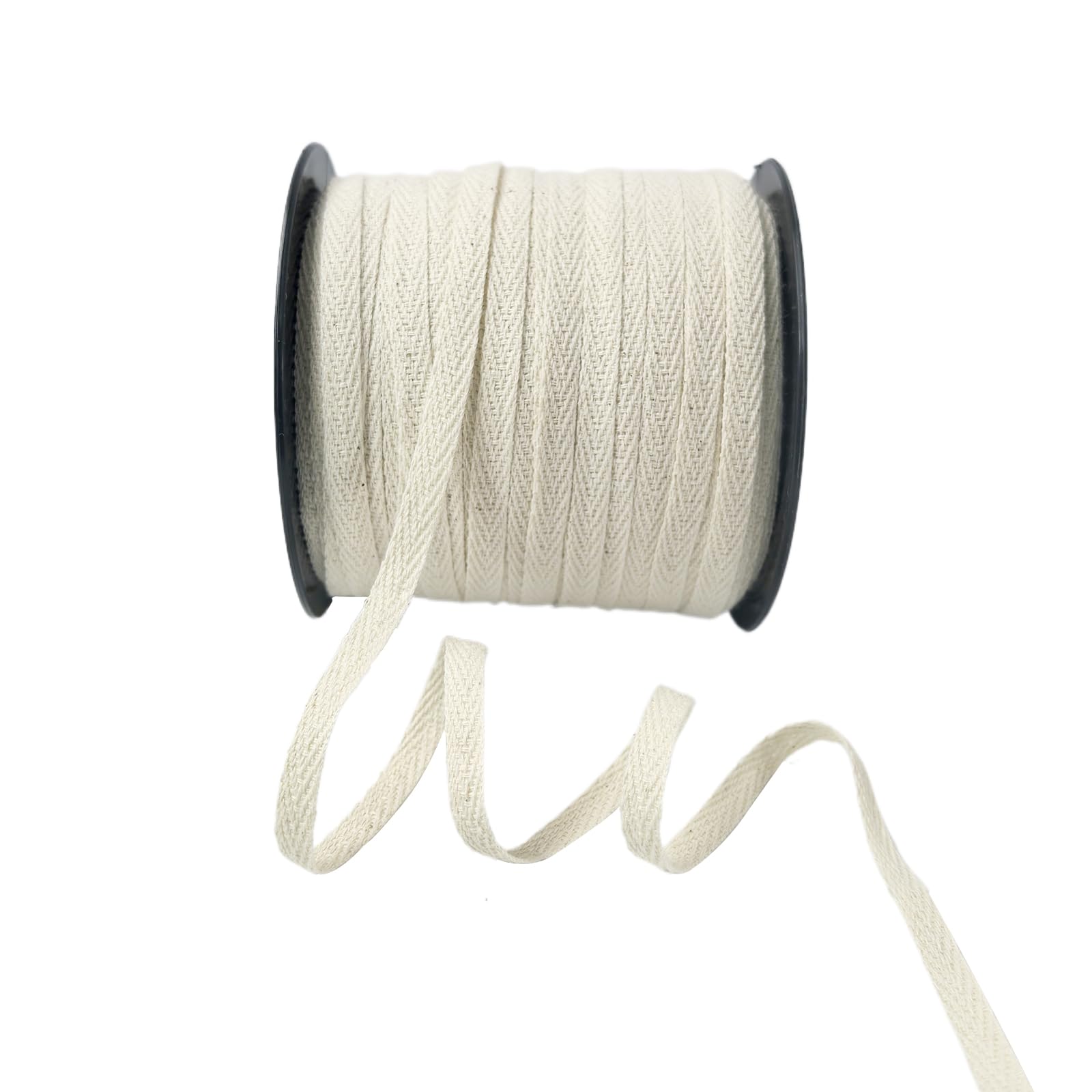 Photo 1 of 1/4 Inch Natural White Cotton Herringbone Webbing Tape - 100 Yards Bulk Roll for Gift Wrapping, Tags, Bias Binding, Sewing, Book Binding, Handles for DIY Crafts, Clothing & Packaging