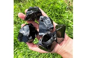Zenkeeper 1Lb Black Obsidian Crystal Rocks Raw Stones for Tumbling, Black Obsidian Crystals Bulk Rough Gemstone for Jewelry Making, Healing, Meditation, Sculpture