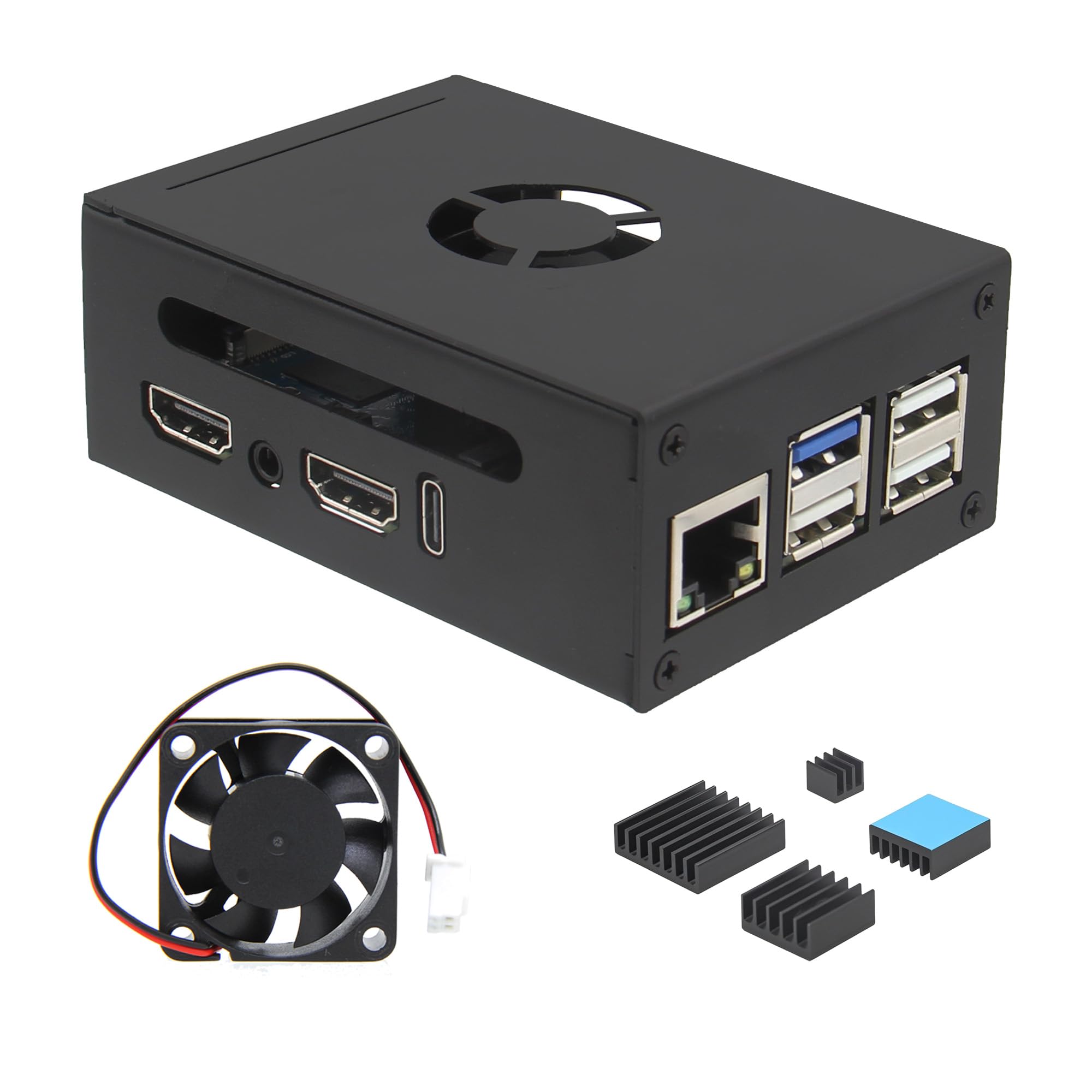 Photo 1 of eleUniverse Orange Pi 5 Pro Case (N515),Metal Case with 5V 3010 Cooling Fan and 3Pcs Aluminum Heatsinks for Orange Pi 5 Pro/Max/Ultra