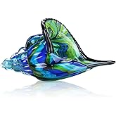 QFkris Glass Conch Statues, 8" Hand Blown Glass Seashell Art Figurine, Home Decor, Crystal Conch Shell Paperweight