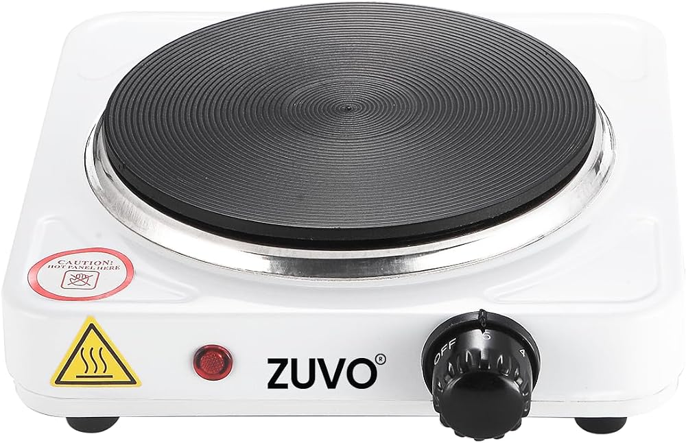 Zuvo 1500W Single Hot Plate Portable Electric Hob White 19cm Ring