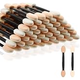 MORGLES Eyeshadow Applicators Double Sided Sponge Tip Disposable, 50PCS | Bulk Sponge Eyeshadow Applicator, Dual-Ended Design, Soft Oval Tips, Gentle on Eyes, Works With Powder Cream &amp; Nail Art