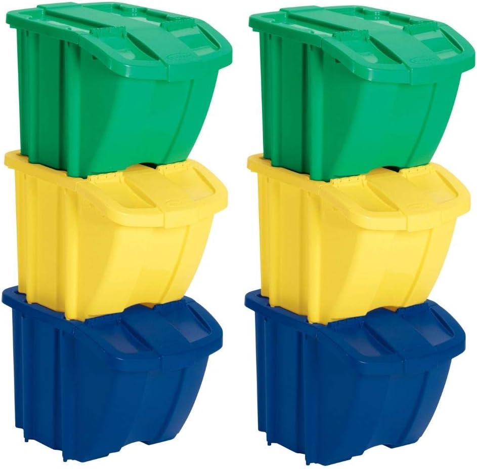 Suncast Recycle Bin Kit Stackable Organizer Stores Recyclables, Tools