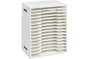 Timisea 15 Tier Paper Organizer Storage for Sizes 16" x 12",Construction Paper Storage with Adjustable Shelves,Desktop File SorterStorage, Scrapbook Table Organizer for Home Office