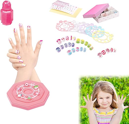 Wudi Juguetes para niños 1pack Nail Art Kit del Sistema de manicura a Base de Agua no tóxicos uñas de separación Etiqueta engomada del Clavo de Arte para niñas de 4 años:
