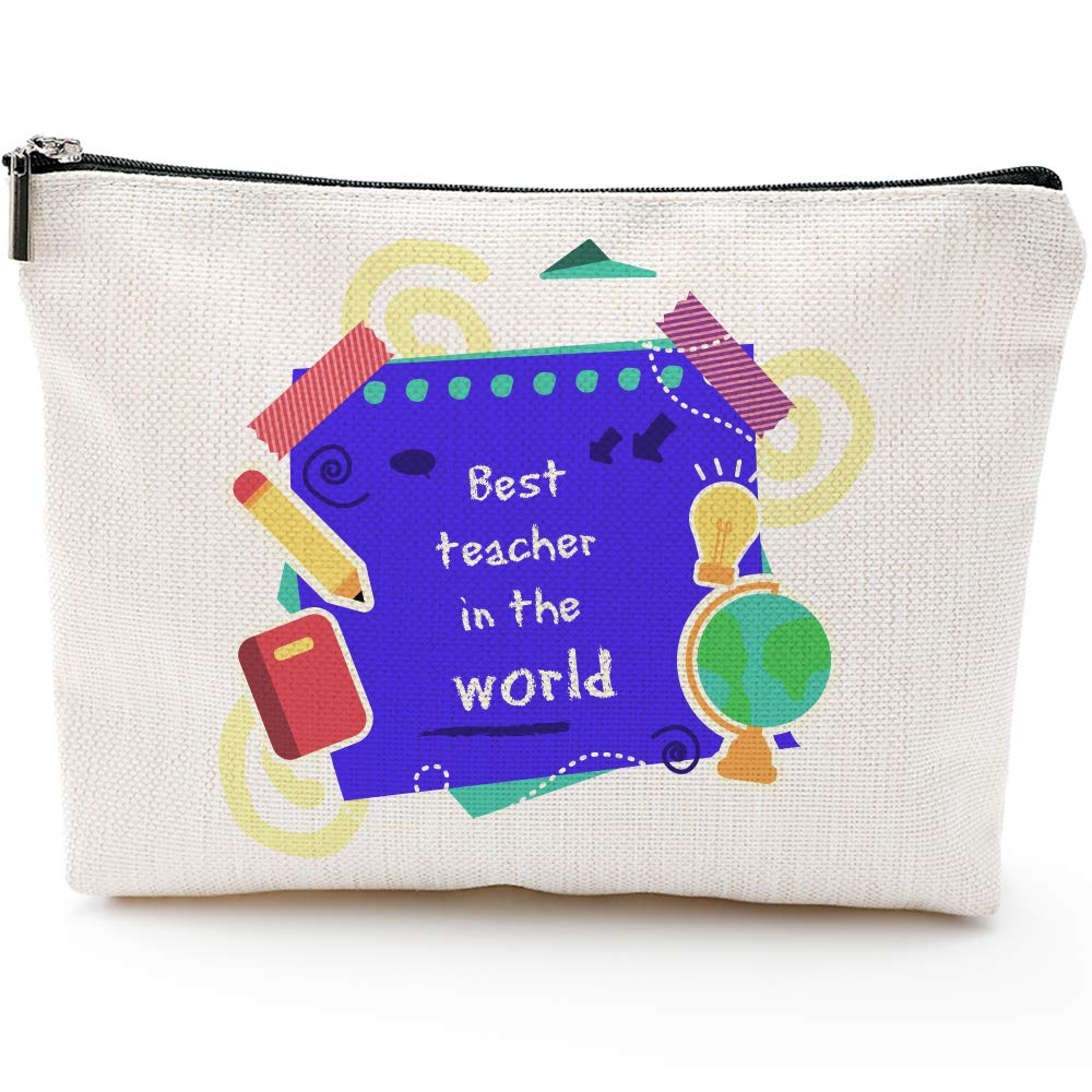 Best Teacher In The World -Teacher Gifts,Teacher Gifts for Women,Teacher Appreciation Gifts for Women- Preschool Teacher gifts &nbsp;-Pencil Pouch Makeup Bag
