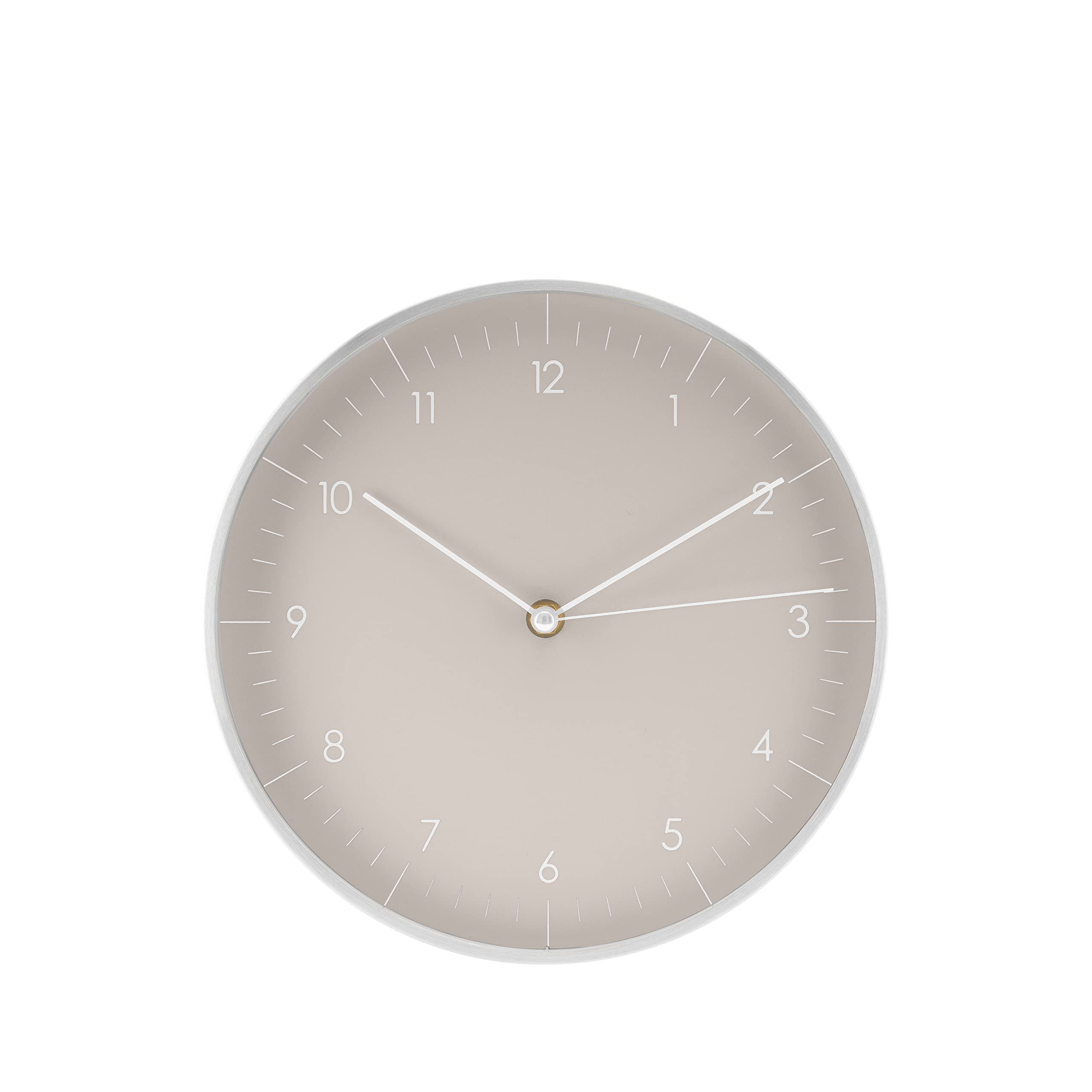 LUUK LIFESTYLE Classic Small Wall Clock Silent Non-ticking (10 inch), Decorative design, Housewarming gift, Kitchen wall decor, Decoration for living room, Bedroom, School, Office, in Grey and Silver