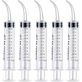 LA MIERE Wisdom Teeth Syringes, 5Packs 12cc Irrigation Dental Syringes with Measure Scale &amp; Curved Tip for Dental Care Liquid Oral Tonsil Stone