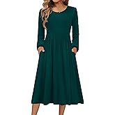 Zeagoo Long Sleeve Dresses for Women 2026 Fall Winter Casual Flowy A-Line Boho Midi Party Long Dress with Pockets