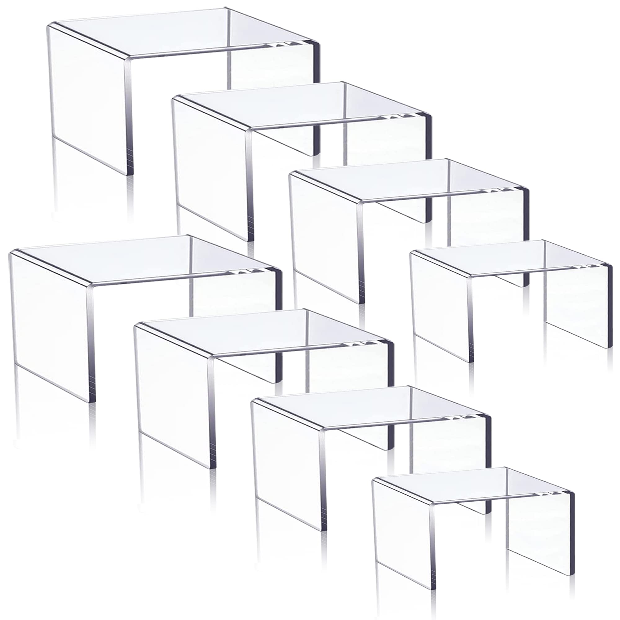Lighterday Set of 8 Clear Acrylic Display Risers Cupcakes Holder Sweet Stand Display Transparent Showcase Stands, Candy Bar Risers, Acrylic Lifts Display for Figures