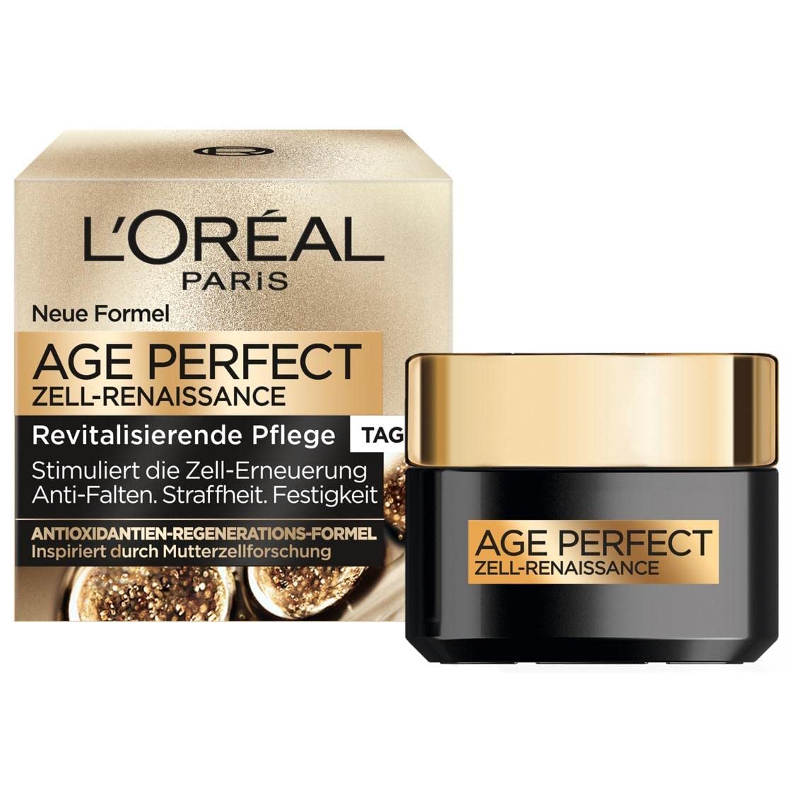 L'Oréal Paris Age Perfect Cell Renaissance Anti-Ageing Face Cream, SPF 15, Anti-Wrinkle Day Cream with Black Truffle and Black Tea, Stimulates Cell Renewal in Mature Skin, 50 ml