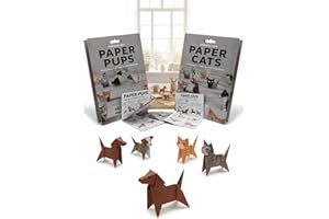 NUCUCINA 2 Pack Paper Cats Dogs Origami Diy Kit - Fold Your Own Paper Cat Dog - Gifts for Cats Dogs Lover
