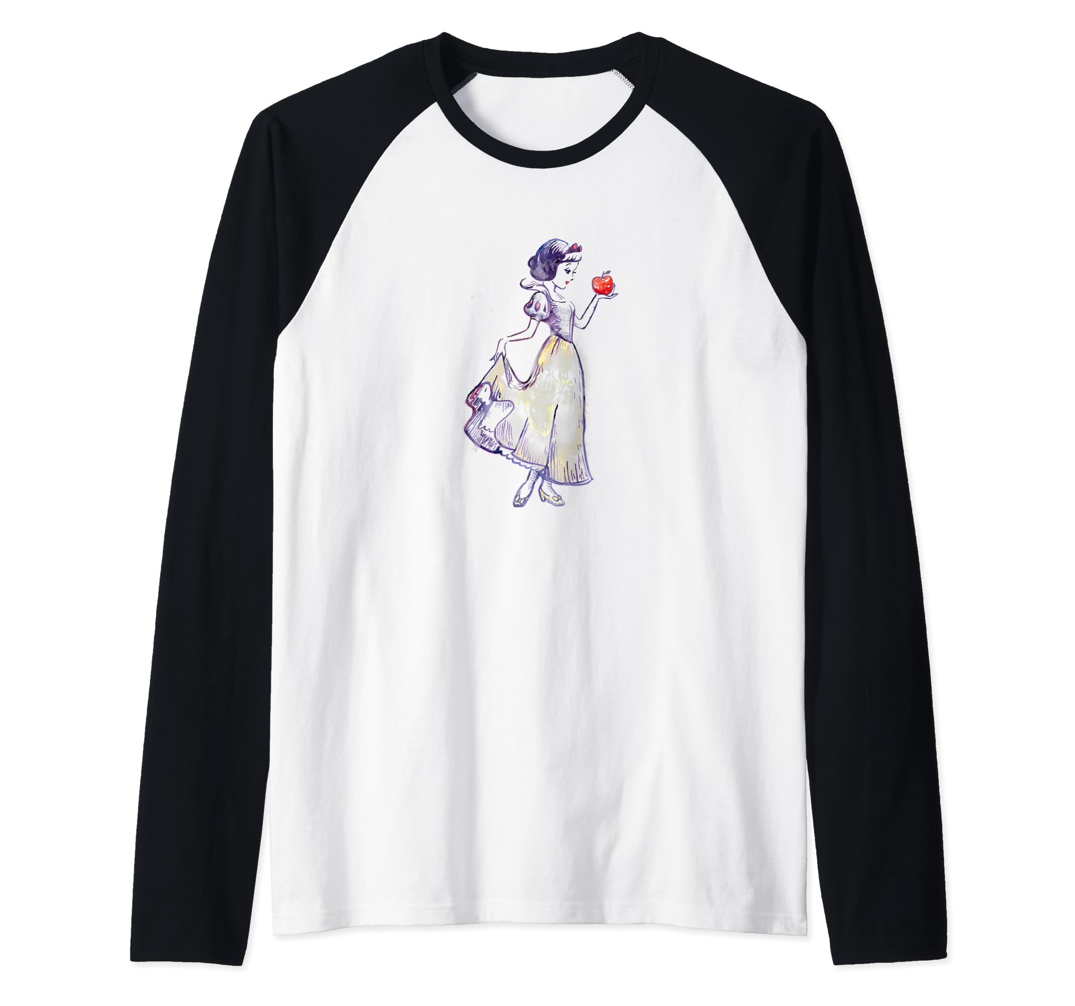 Disney Snow White Watercolor Sketch C1 Raglan Baseball Tee
