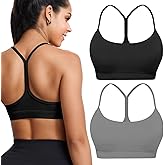 Buauty 2 Packs Sports Bras for Women High Support Large Bust, High Impact Yoga Wireless Padded Bras for Sagging Breasts, Low Back Athletic Workout Strappy Racerback Sports Bra Black and Grey XL