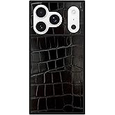 Flaunt Official Square Protective Case - Compatible with iPhone 17 Pro - Compatible with MagSafe & Wireless Charging - Drop-Tested & Shockproof - (Black Crocodile)