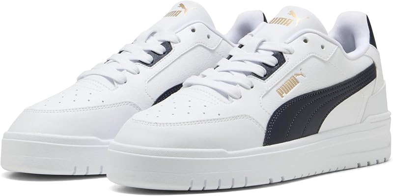 Baskets Shuffle Downtown Unisexes, Puma Blanc, Bleu Marine, Or PUMA, 40.5 EU