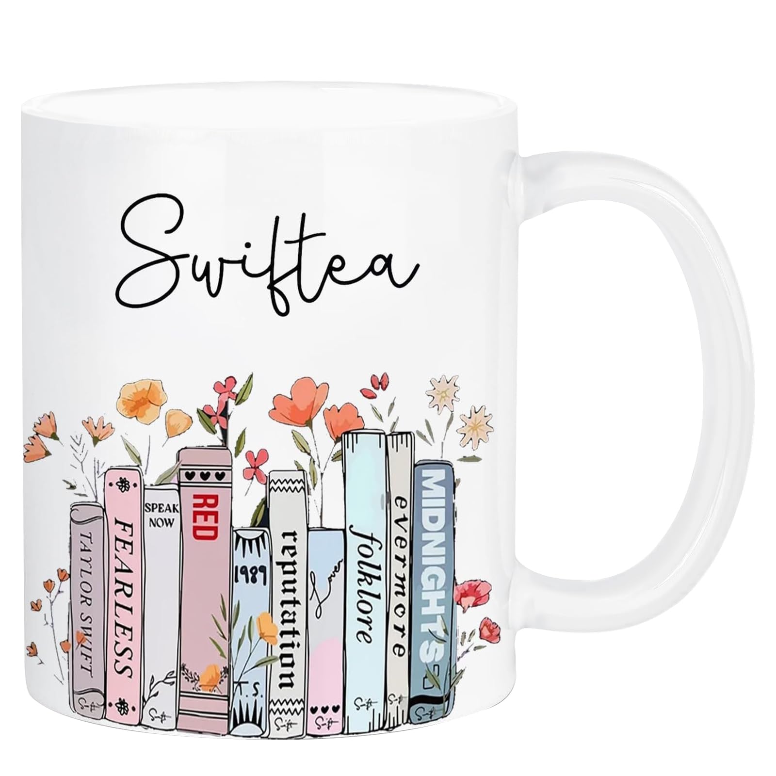 Sayudar Coffee Mug, Ceramic Music Lover Personalized Mug Comfortable to Hold Delicate Smooth Coffee Cup Daily use Office Cup with Cup Brush, Suitable for Coffee Juice Tea (White)