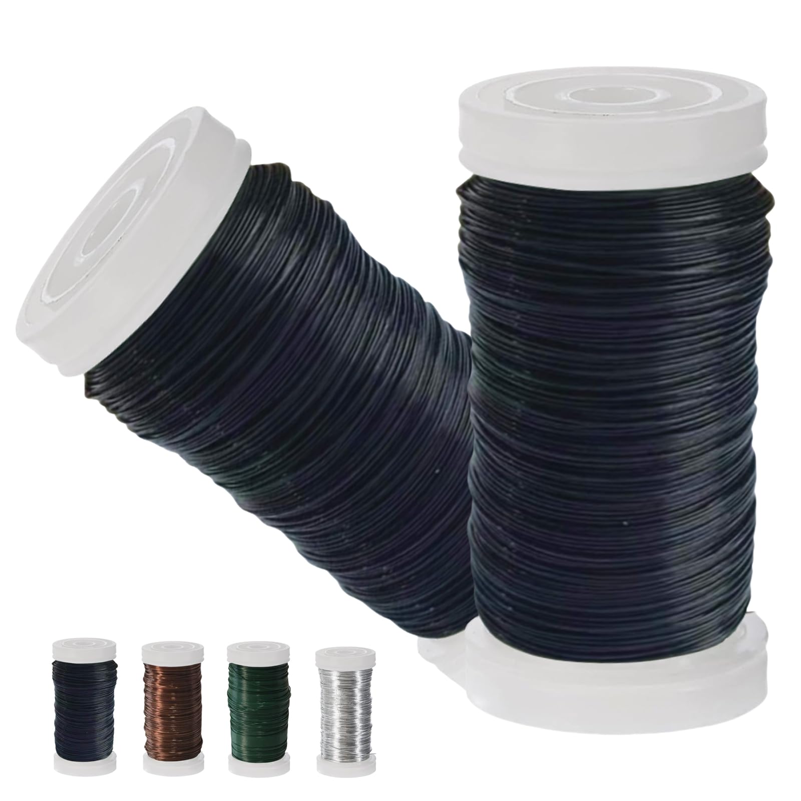 2 Roll Black Floral Wire, 0.35mm×55m, Flexible Wire Roll for Flower Wreath Binding, DIY Crafting