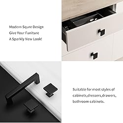 homdiy 30 Pack Black Square Cabinet Knobs Matte