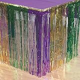 Fun Express - Mardi Gras Metallic Fringe Table Skirt for Mardi Gras - Party Supplies - Table Covers - Table Skirts - Mardi Gras - 1 Piece