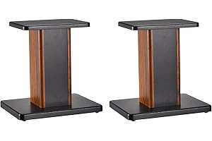 MECCANIXITY Wood Speaker Stands, 2 Pack 11.8 Inch (30cm) Universal Bookshelf Speaker Stand Hollow Design for Home Theaters Ci