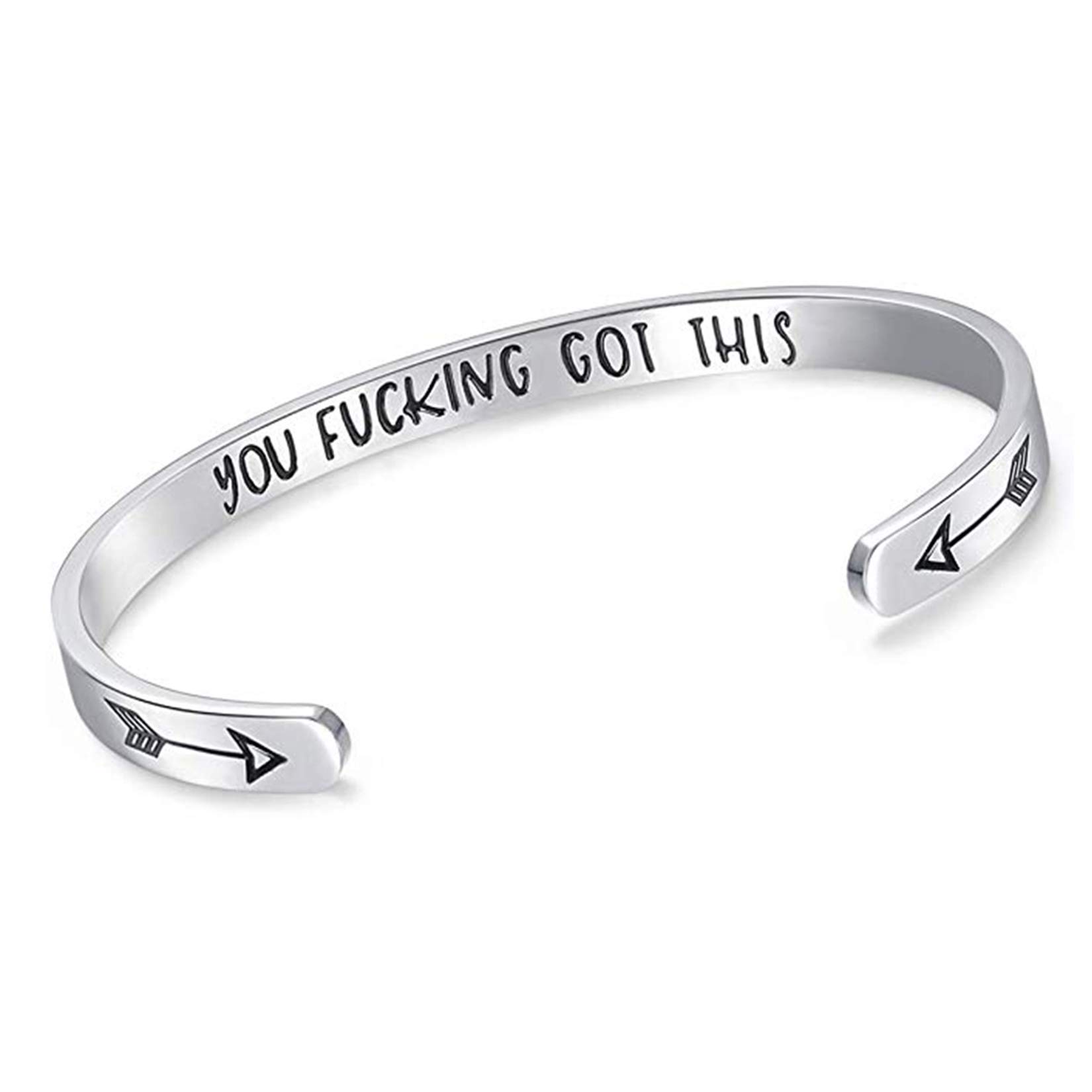 CERSLIMO Friendship Bracelet for Womens - Inspirational Friendship Gifts for Best Friend, Motivational Cuff Bangle for Sister Mother Teacher Gifts Bracelet Birthday Christmas, You Got This Silver