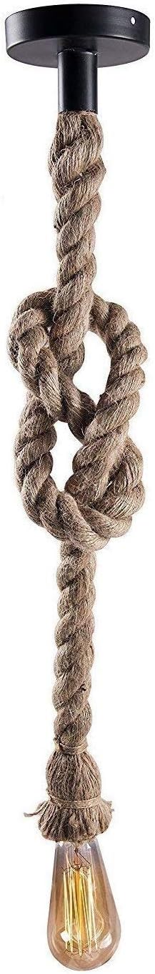 Groeien 40W Edison Lamp Rustic Rope Hanging, Black And Brown