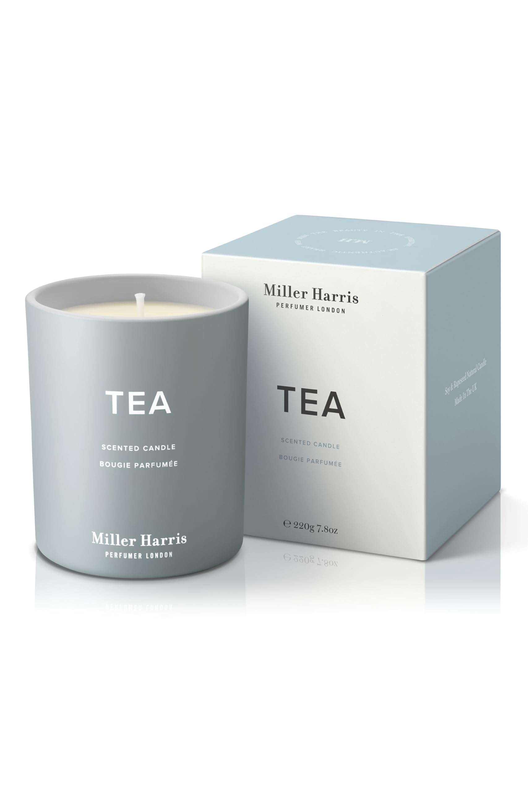 Miller Harris Tea Scented Candle 220g – Luxury Natural Wax Candle | Calming Aromatic Tea Fragrance