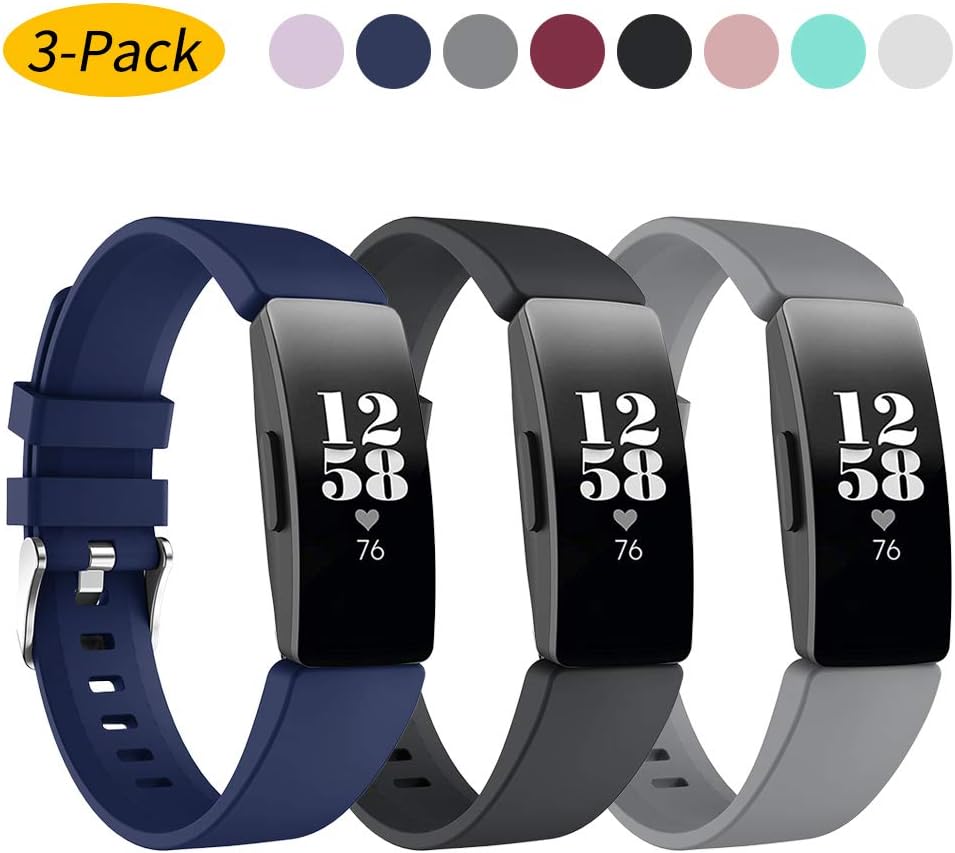 Bands Compatible with Fitbit Inspire HR/Fitbit Inspire/Fitbit Ace 2, Soft Silicone Sports Replacement Wristband, Water Resistant Fitness Straps Multi Color for Women Men Large Small