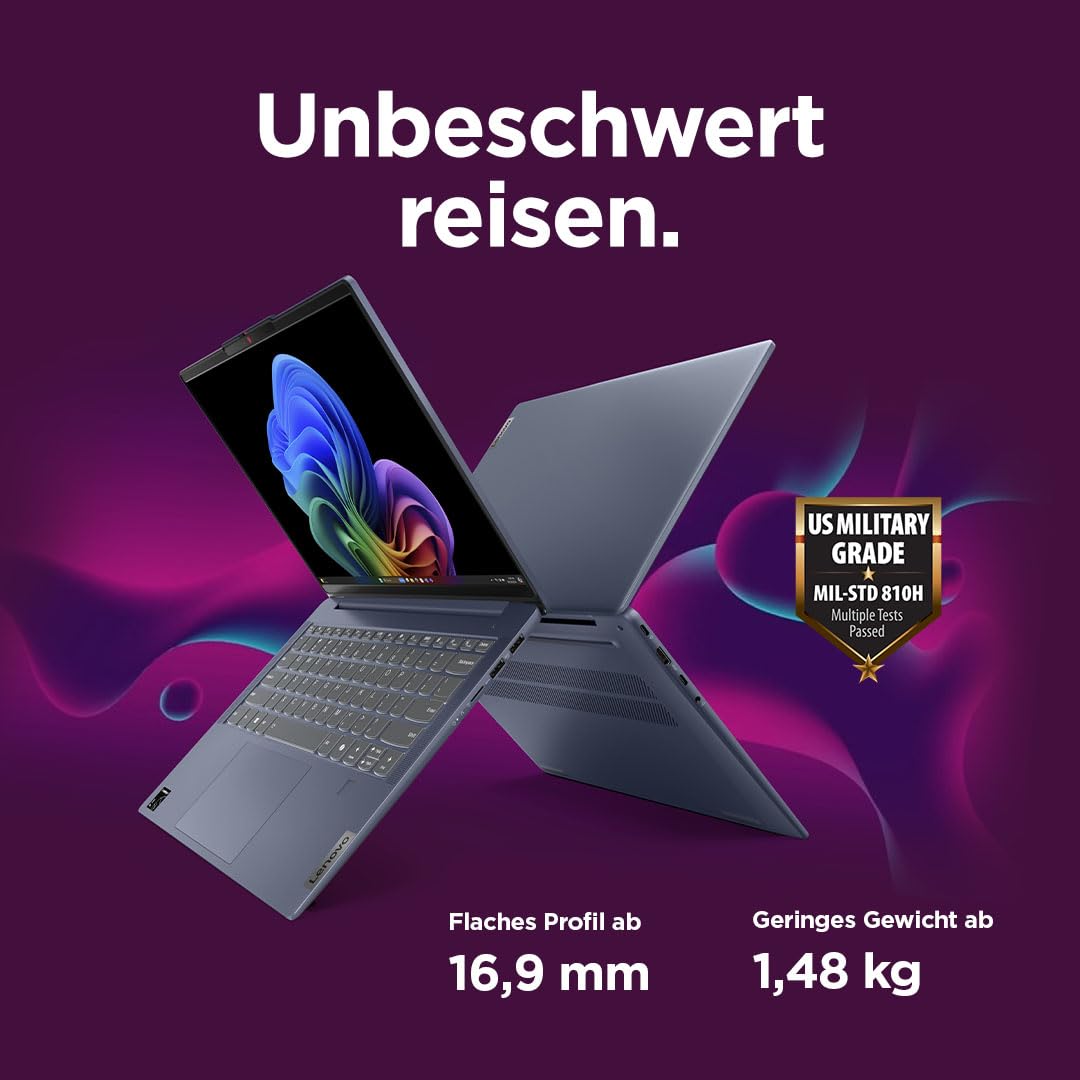 Lenovo IdeaPad Slim 5X Laptop | 14" WUXGA OLED Display | Copilot+ PC | Snapdragon X X1-26-100 | 16GB | 512GB SSD | Qualcomm Adreno GPU | Win11 | QWERTZ Beleuchtet | Abyss Blue | 3 Monate Premium Care 5