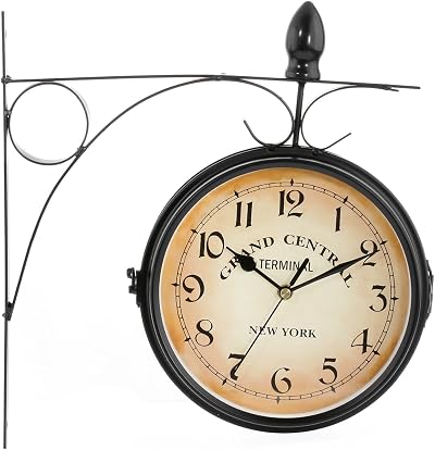 Dyna-Living Double Sided Wall Clock Vintage Outdoor Garden 33x9x31cm