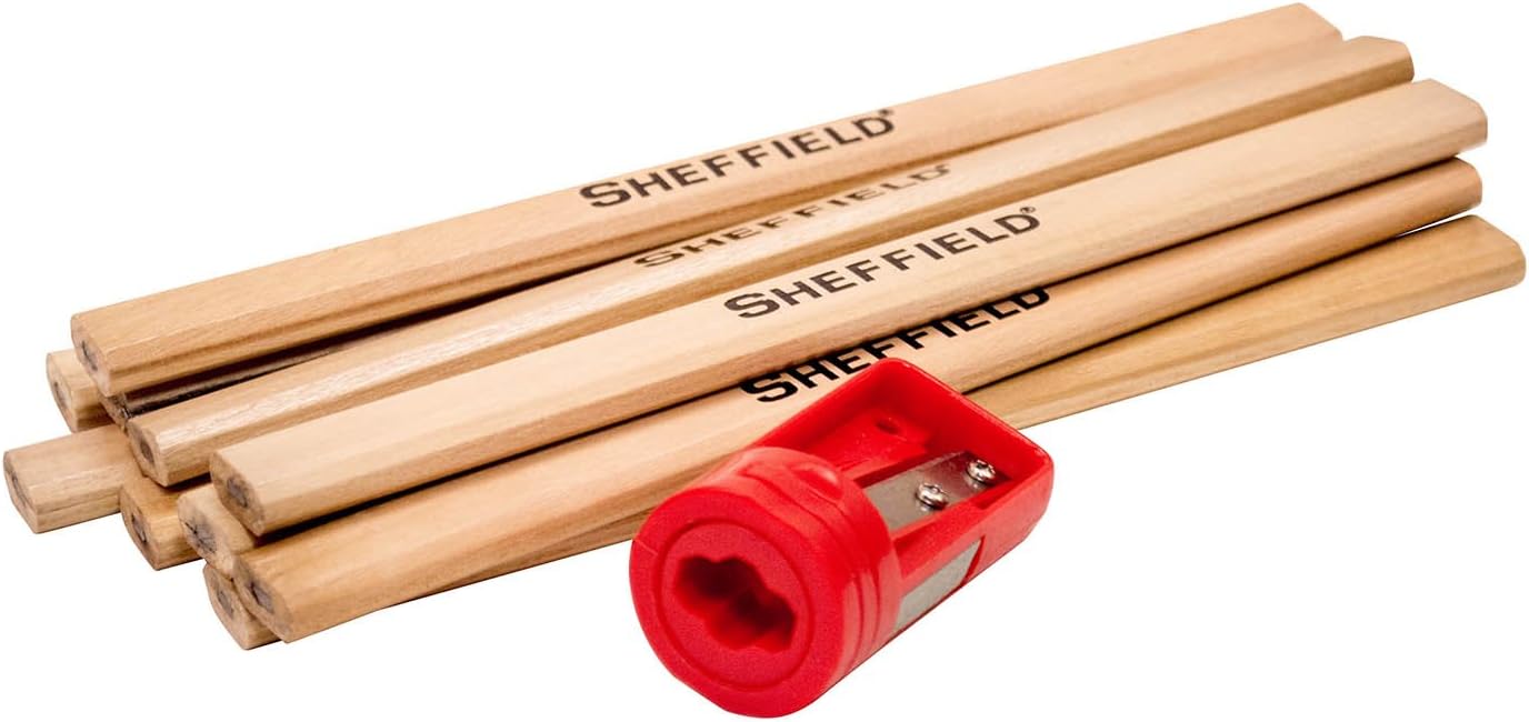 Sheffield 60004 11Piece Carpenter’S Pencils & Sharpener Set