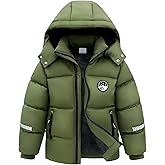 Gihuo Boys Puffer jacket Fleece Lined Winter Coat for Kids Waterproof Hooded Coats
