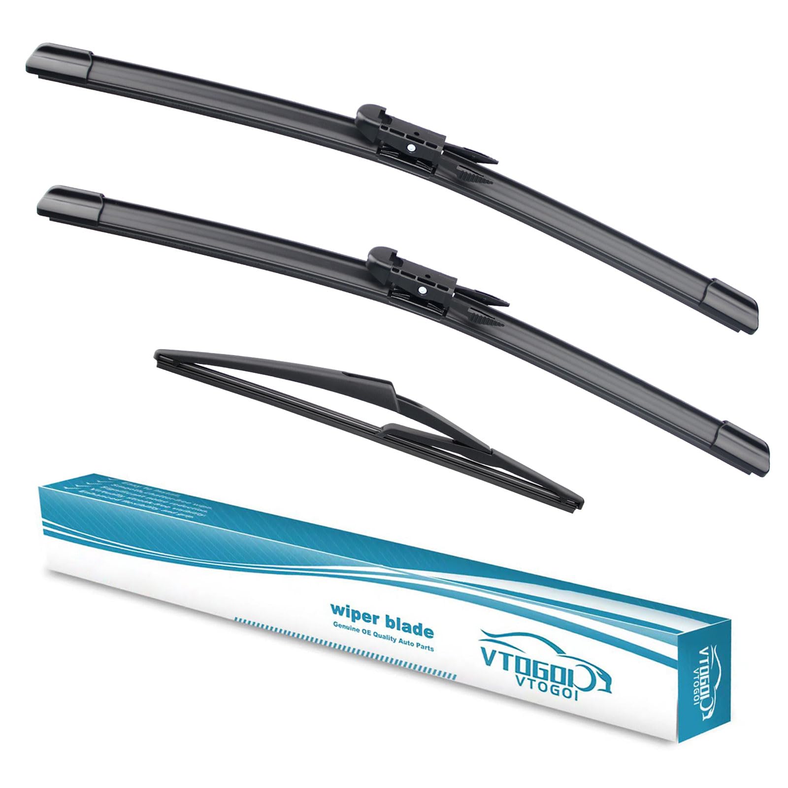 VTOGOI Wiper Blades With Rear Wiper Blades Set For
