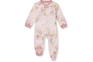 Burt's Bees Baby Girls Footed One-Piece Pajamas, Sleep and Play Loose Fit, 100% Organic Cotton, Sizes NB to 6-9 Months