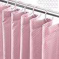 Eazzier Bath Lady Pink Fabric Shower Curtain or Liner - Waffle Weave Textured Thin Cloth Shower Curtains for Bathroom, Light Weighted Bath Curtain Set with 12 Hooks,72x72, Pink
