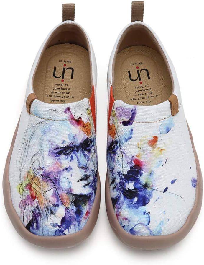 UIN Women's Butterfly Painted Canvas Slip-On Shoes Fashion Ladies Travel Shoes Multicolor