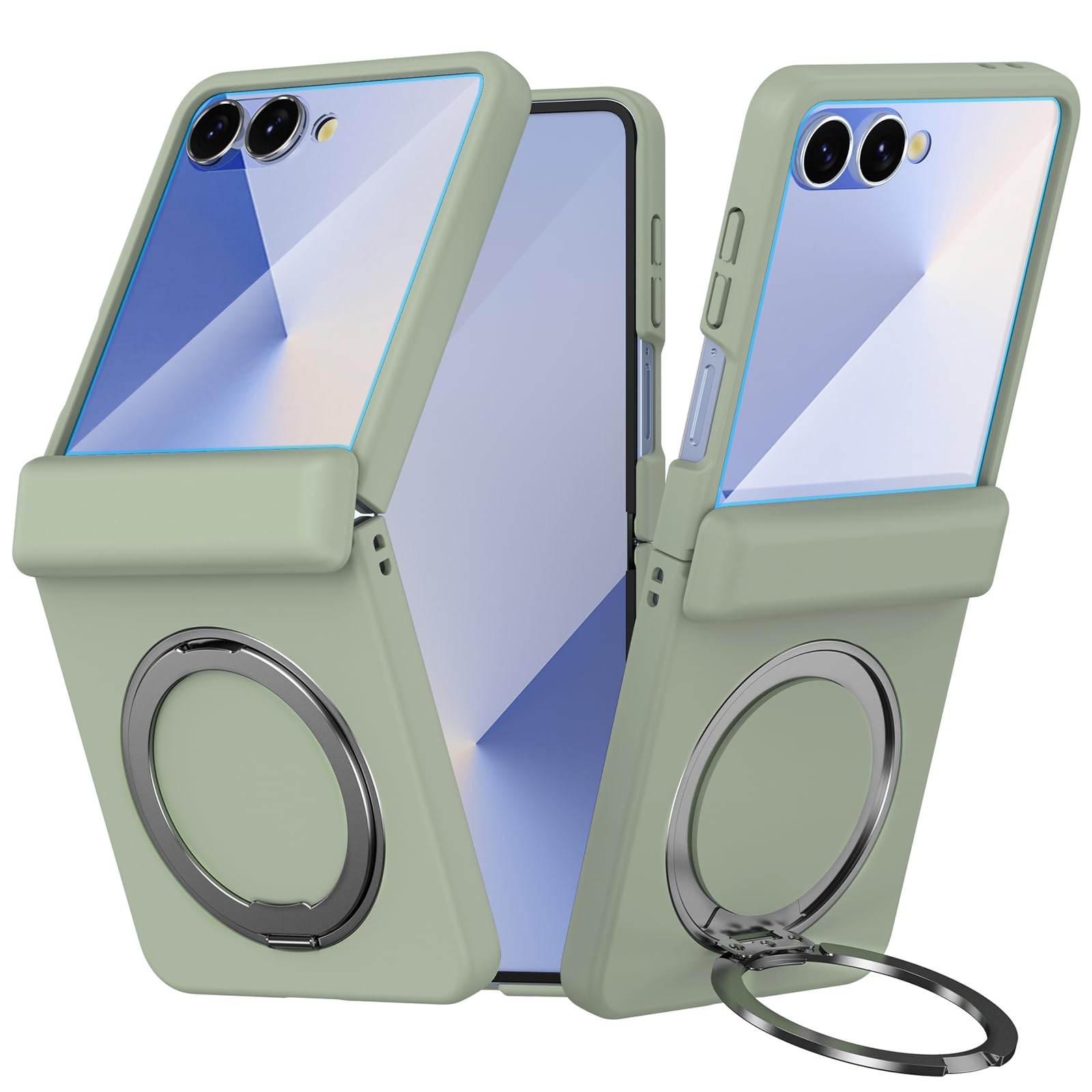 Photo 1 of Eiavike Magnetic Case for Samsung Galaxy Z Flip 7, with Hinge Protection, Cover Screen Protector, Built-in Kickstand, Compatible with Magsafe Rugged Matte PC Cover for Z Flip7 2025 (Light Green)