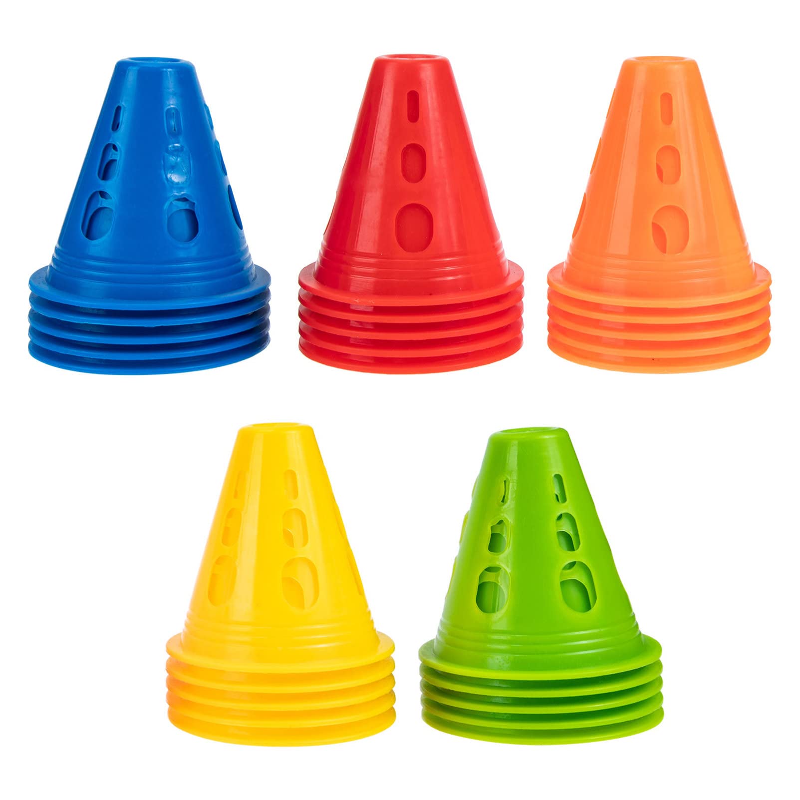 SEWACC 25pcs Mini Skating Marker Cone Training Cones Colourful Windproof Training Agility Marker Cones for Roller Skating and Skate Practice