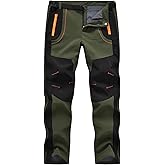 TBMPOY Men's Snow Ski Hiking Pants Waterproof Winter Fleece Lined Pants Camping Skiing Ice Fishing Pants with Belt