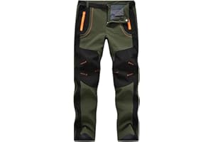 TBMPOY Men's Snow Ski Hiking Pants Waterproof Winter Fleece Lined Pants Camping Skiing Ice Fishing Pants with Belt