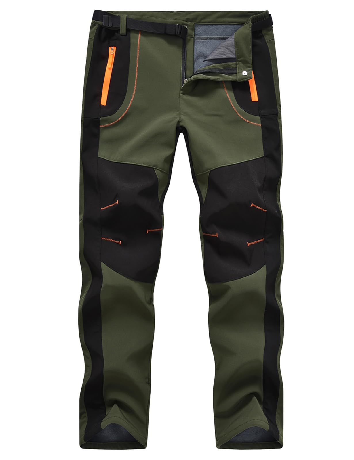 TBMPOY Men's Snow Ski Hiking Pants Waterproof Winter Fleece Lined Pants ...