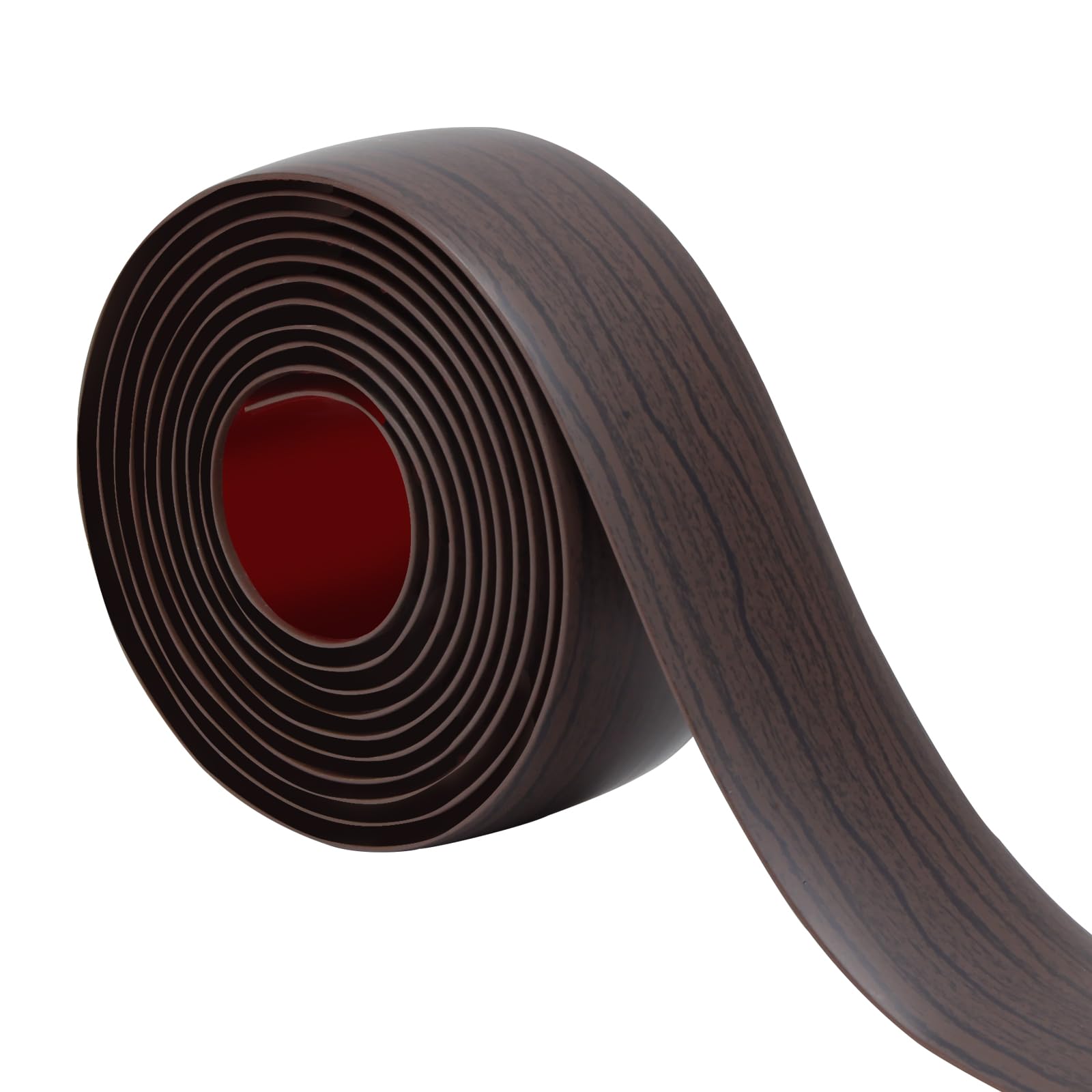 Photo 1 of Floor Transition Strip 2" Self Adhesive Flat Vinyl Flooring Transitions Strip with Strong Backing Wood Grain 5cm, 10FT, Dark Walnut